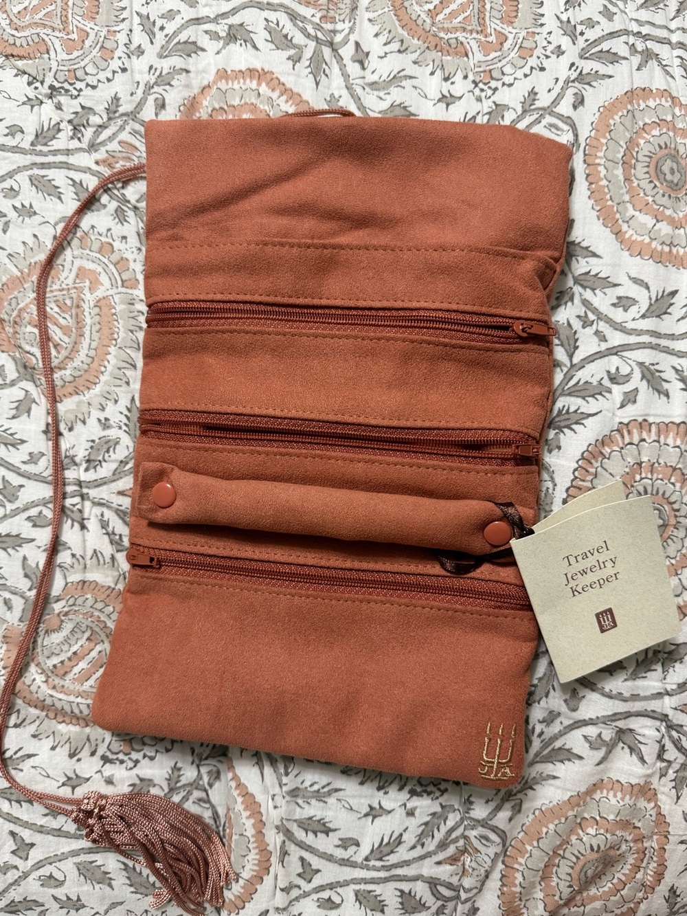 Travel Jewelry Keeper Crossbody Pouch - Rust